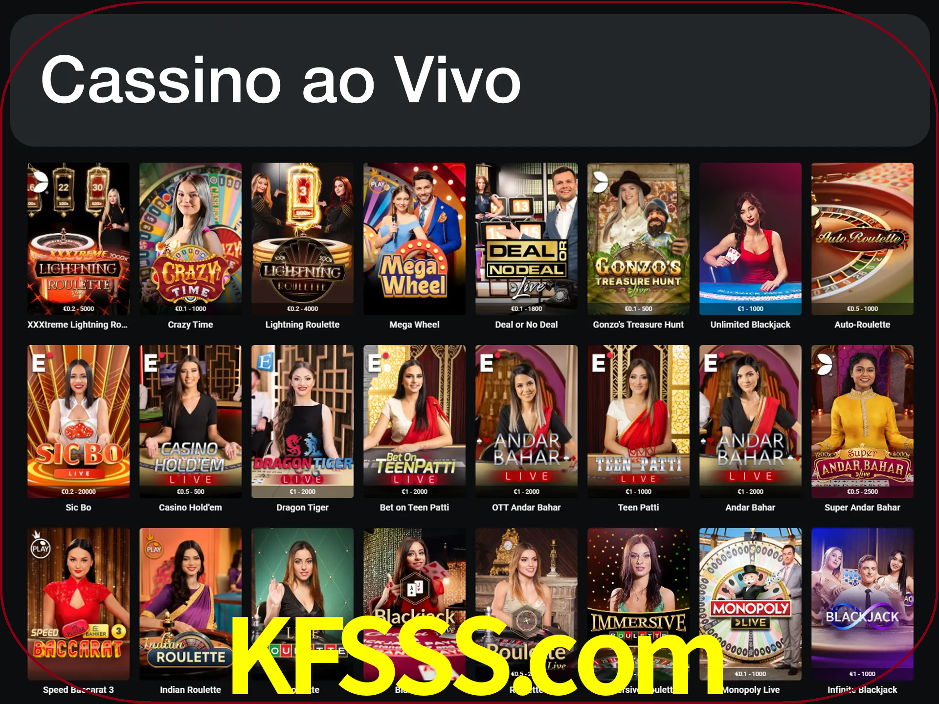 Jogue jogos de cassino com um verdadeiro dealer.