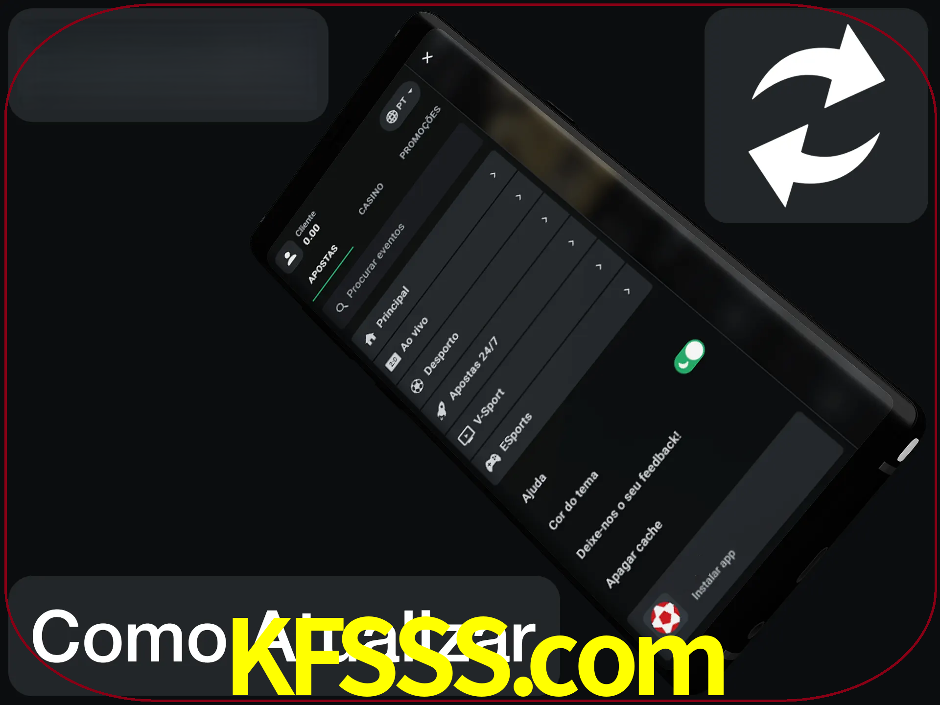 O aplicativo é atualizado automaticamente quando você faz o login.