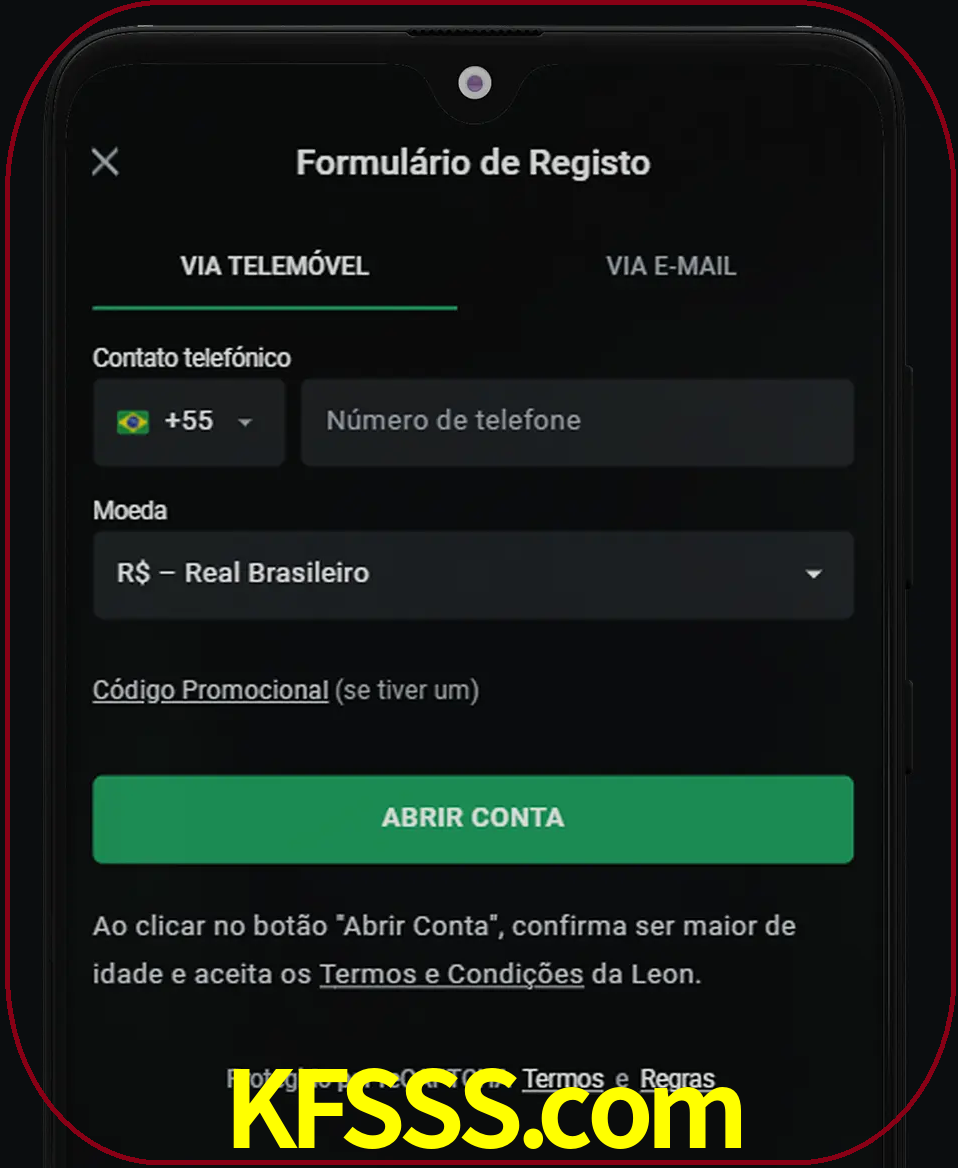 Abra o aplicativo e inicie o processo de registro.